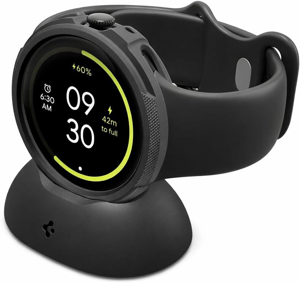 Spigen Liquid Air Case with Charger Stand for Pixel Watch 4 (45mm) – Matte Black