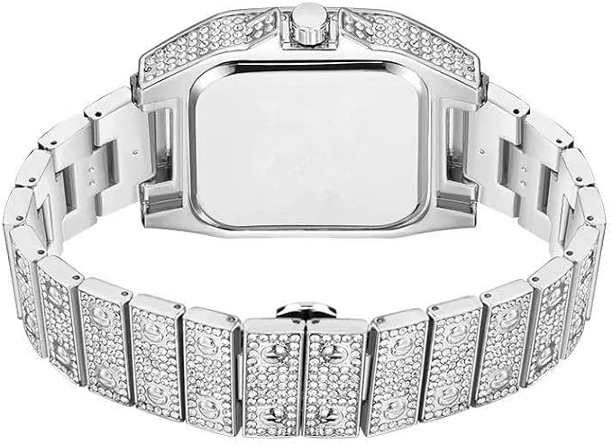 MINILUJIA Crystal Fashion Diamond Wristwatch Gold Stainless Steel Analog Quartz Watch