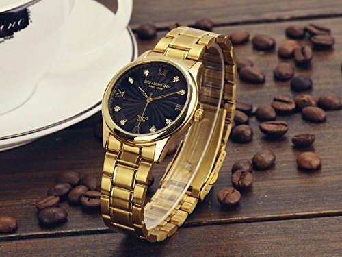 Men’s Gold Plated Watch – Roman Numeral Dial with Rhinestones