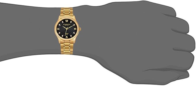 Men’s Gold Plated Watch – Roman Numeral Dial with Rhinestones