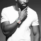 Blinged‑Out Colorful Crystal Stainless Steel Bracelet Watch for Men