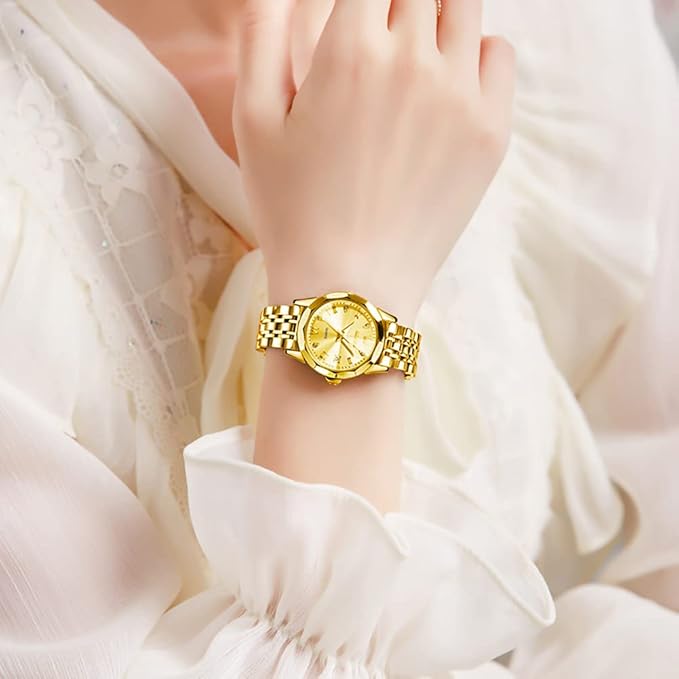 OLEVS Women’s Stainless Steel Waterproof Luminous Quartz Watch