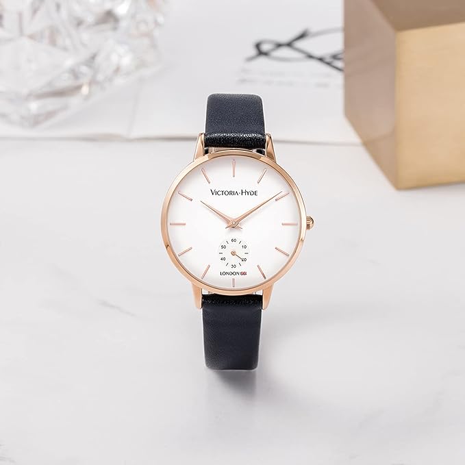 VICTORIA HYDE Quartz Watch for Women – Easy Read Dial with Genuine Leather Strap