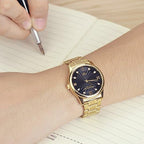 Men’s Gold Plated Watch – Roman Numeral Dial with Rhinestones