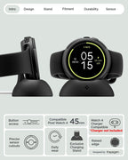 Spigen Pixel Watch 4 Case + Charger Stand, Liquid Air 45mm, Matte Black