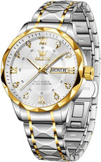 Olevs Men's Luxury Dress Watch: Stainless Steel, Waterproof, Day/Date, Diamond Accents