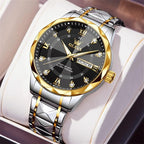 OLEVS Men’s Luxury Quartz Watch – Big Face, Stainless Steel, Day & Date