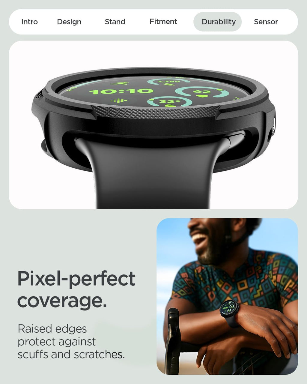 Spigen Pixel Watch 4 Case + Charger Stand, Liquid Air 45mm, Matte Black