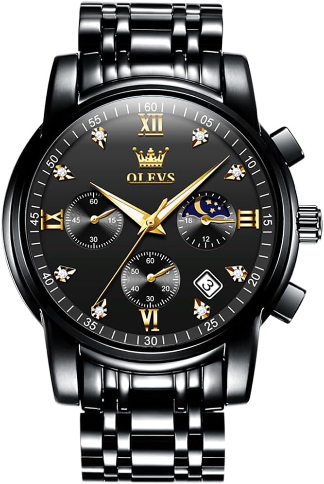 OLEVS Men’s Multifunction Dress Watch – Luminous, Water Resistant, Stainless Steel