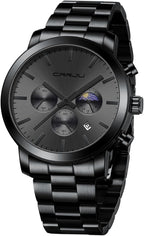 CRRJU Watches for Men Luxury Business Stainless Steel Waterproof Calendar Chronograph Analog Quartz Wristwatches