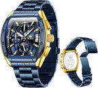 OLEVS Men’s Luxury Two-Tone Chronograph Watch – Moon Phase, Waterproof, Big Face