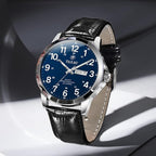 Men’s Luxury Leather Quartz Watch – Waterproof, Large Face, Date