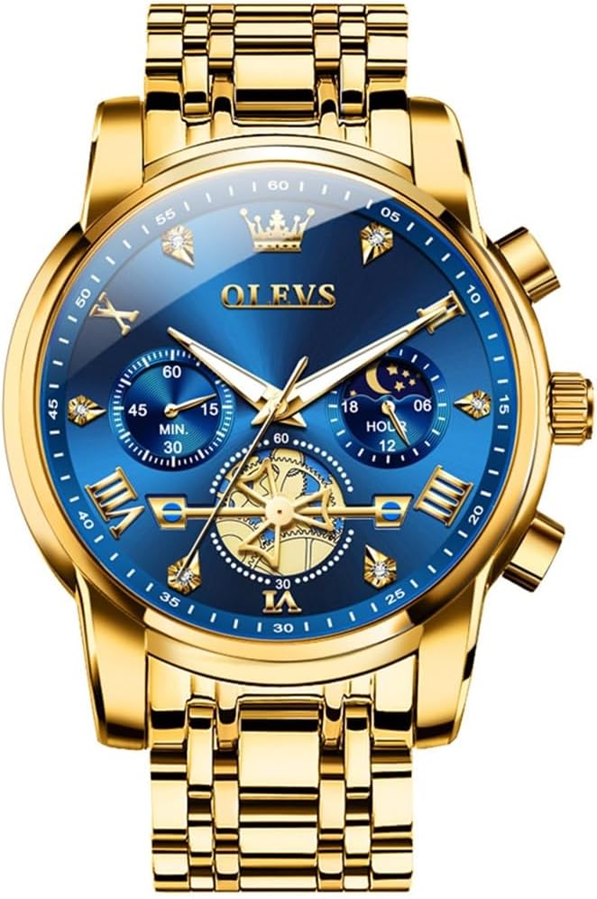 OLEVS Men’s Multifunction Dress Watch – Luminous, Water Resistant, Stainless Steel