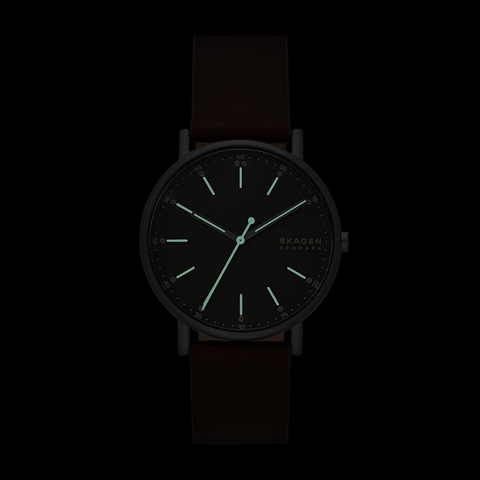Skagen Men’s Signatur Watch – Gray Steel & Cherry Wood, Brown Leather (SKW6578)