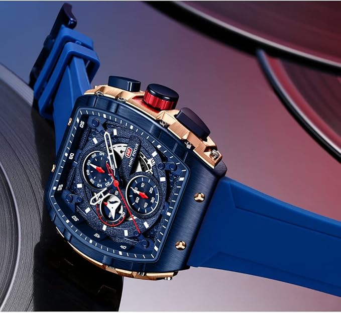 Mini Focus Men’s Sport Chronograph Watch – Quartz, Waterproof, Luminous, Calendar, Silicone Strap