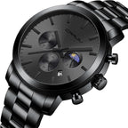 CRRJU Watches for Men Luxury Business Stainless Steel Waterproof Calendar Chronograph Analog Quartz Wristwatches