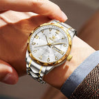 Olevs Men's Luxury Dress Watch: Stainless Steel, Waterproof, Day/Date, Diamond Accents