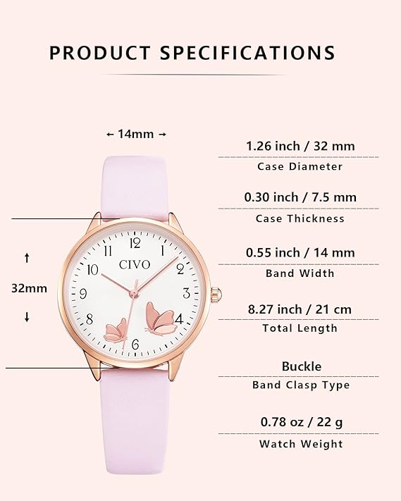 CIVO Womens Analog Watch Leather Strap
