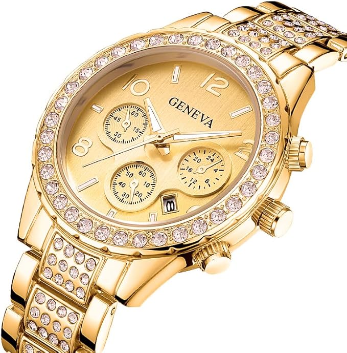 FANMIS Luxury Unisex Quartz Watch – Floating Crystal Dial, Calendar, Stainless Steel