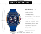 Mini Focus Men’s Sport Chronograph Watch – Quartz, Waterproof, Luminous, Calendar, Silicone Strap