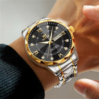 OLEVS Men’s Luxury Quartz Watch – Big Face, Stainless Steel, Day & Date