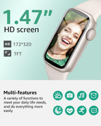 IMFRCHCS Fitness Tracker,Smart Watch with 1.47" Touch Display,137+Sport Modes Fitness Watch with Heart Rate Sleep Monitor, Step Counter,IP68 Waterproof Activity Trackers for Women Men