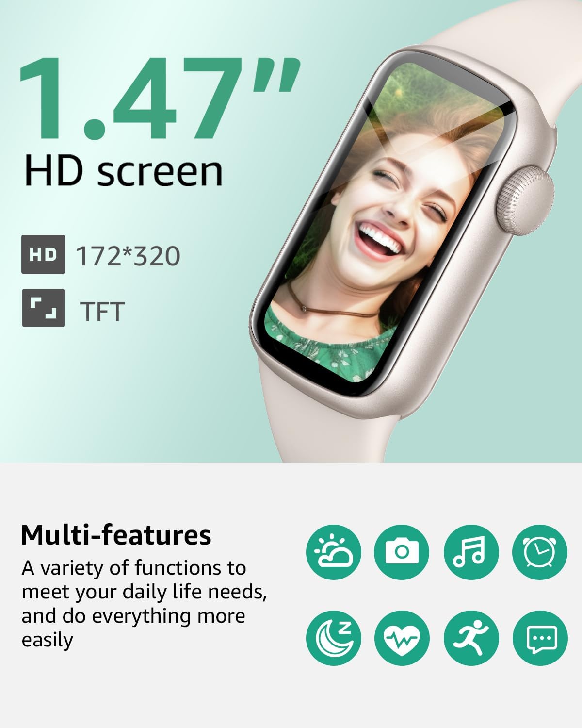IMFRCHCS Fitness Tracker,Smart Watch with 1.47" Touch Display,137+Sport Modes Fitness Watch with Heart Rate Sleep Monitor, Step Counter,IP68 Waterproof Activity Trackers for Women Men