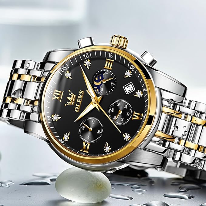 OLEVS Men’s Multifunction Dress Watch – Luminous, Water Resistant, Stainless Steel