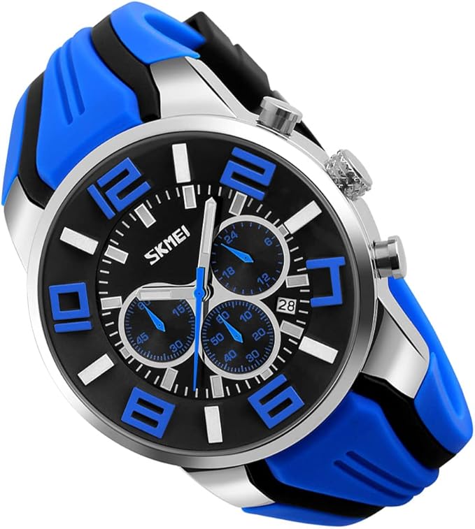 Men’s Silicone Waterproof Digital Chronograph Watch with Luminous Display