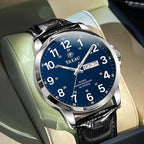 Men’s Luxury Leather Quartz Watch – Waterproof, Large Face, Date