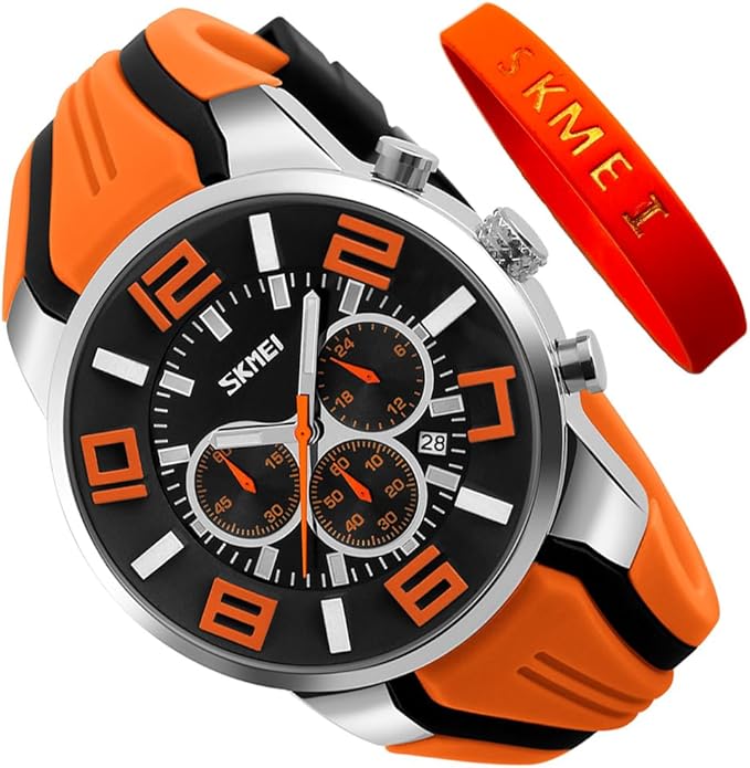 Men’s Silicone Waterproof Digital Chronograph Watch with Luminous Display