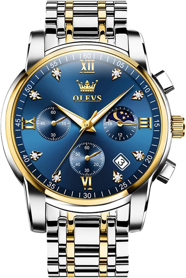 OLEVS Men’s Multifunction Dress Watch – Luminous, Water Resistant, Stainless Steel
