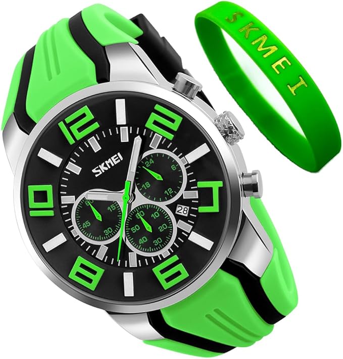 Men’s Silicone Waterproof Digital Chronograph Watch with Luminous Display
