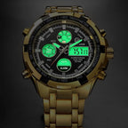 GOLDEN HOUR Men’s Analog-Digital Sport Watch – Stainless Steel, Waterproof