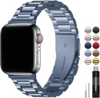 Fullmosa Stainless Steel Band with Case for Apple Watch 45/44/42mm – Blue