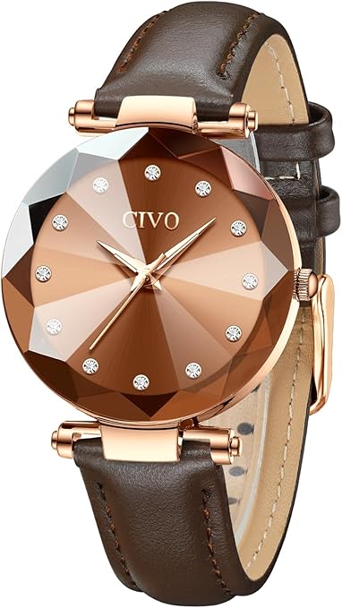 CIVO Women’s Analog Quartz Watch – Waterproof, Stainless Steel Mesh Strap, Diamond Dial