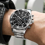 OLEVS Waterproof Stainless Steel Luminous Rotatable Bezel Watch — Classic Analog Quartz Wristwatch