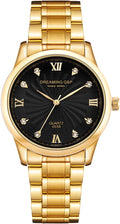 Men’s Gold Plated Watch – Roman Numeral Dial with Rhinestones