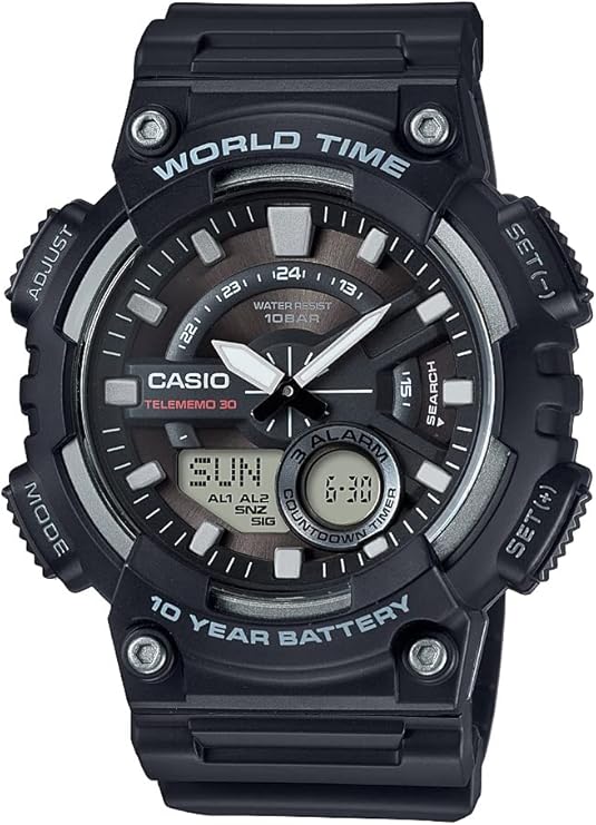 Casio Men’s Analog‑Digital Quartz Watch Black Resin Band