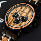BOBO BIRD Men’s Wooden Watch – Ebony Wood & Stainless Steel Chronograph, Business Casual