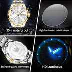 Olevs Men's Luxury Dress Watch: Stainless Steel, Waterproof, Day/Date, Diamond Accents