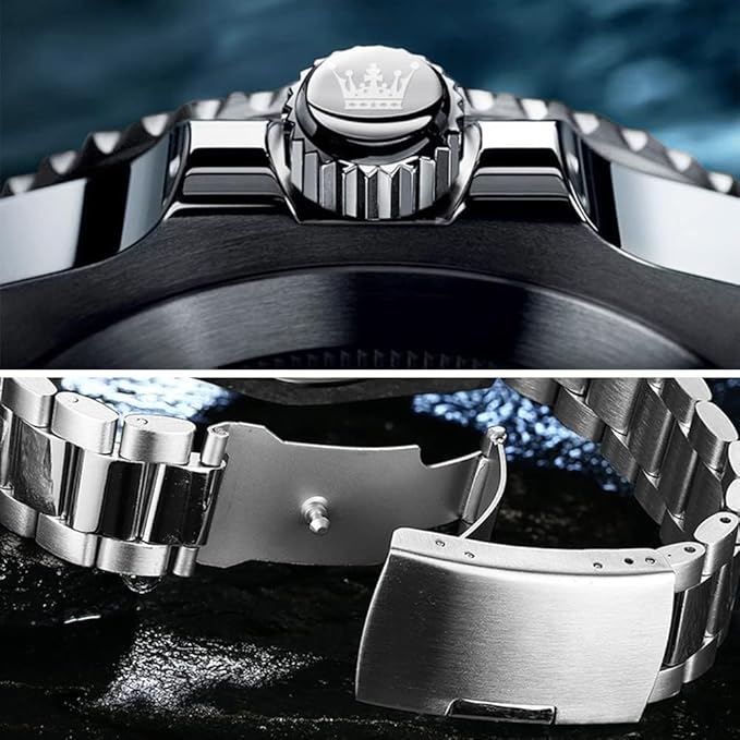 OLEVS Men’s Big Face Stainless Steel Quartz Watch – Day Date