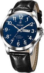 Men’s Luxury Leather Quartz Watch – Waterproof, Large Face, Date