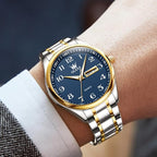 OLEVS Men’s Big Face Stainless Steel Quartz Watch – Day & Date