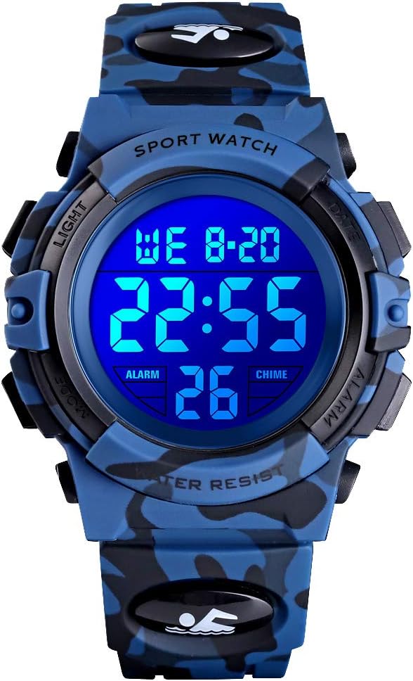 Kids Digital Sport Watch with LED, Alarm & Waterproof