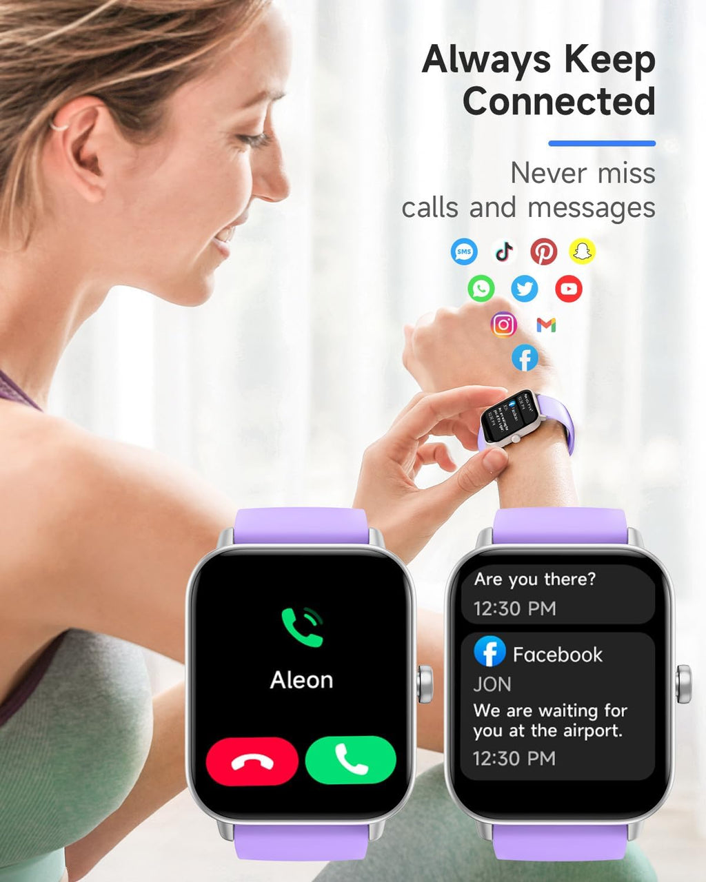 TOOBUR Alexa Smartwatch, Bluetooth Calling, Fitness Tracking, IP68 Waterproof