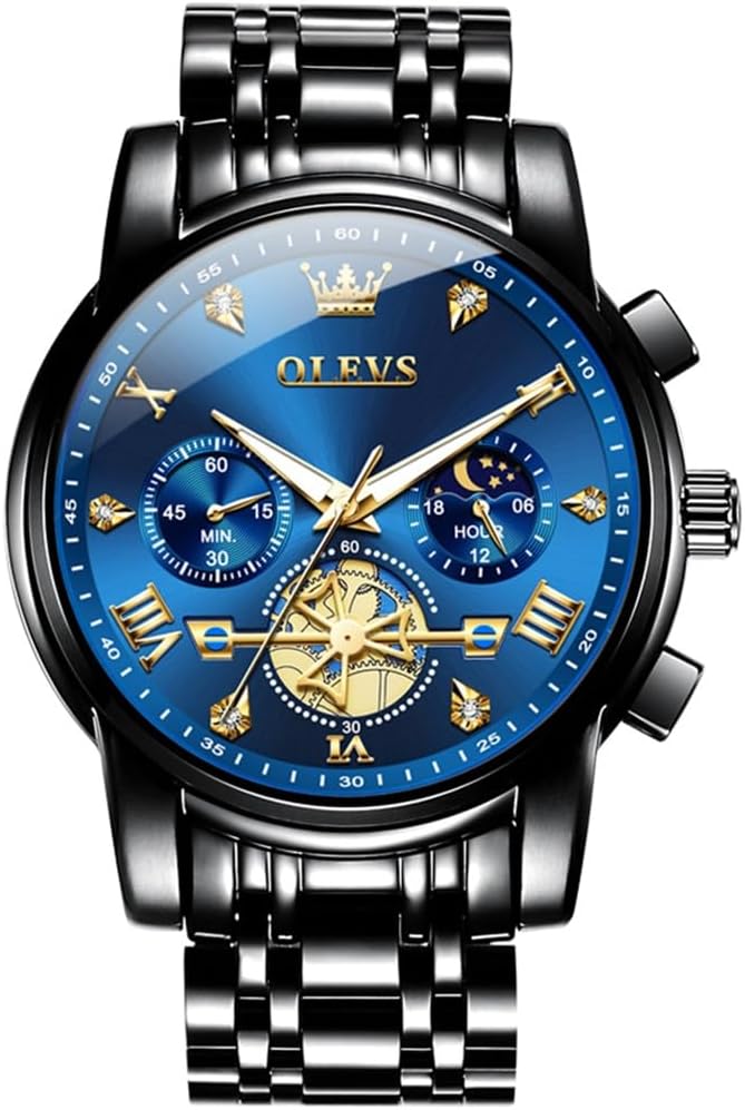 OLEVS Men’s Multifunction Dress Watch – Luminous, Water Resistant, Stainless Steel