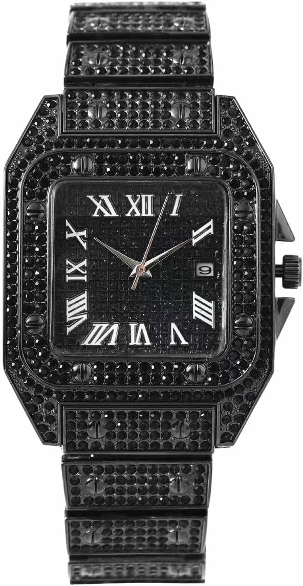 MINILUJIA Crystal Fashion Diamond Wristwatch Gold Stainless Steel Analog Quartz Watch