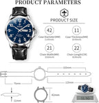 Men’s Luxury Leather Quartz Watch – Waterproof, Large Face, Date