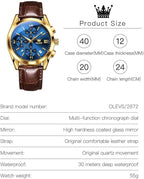 OLEVS Men’s Analog Leather Band Business Watch